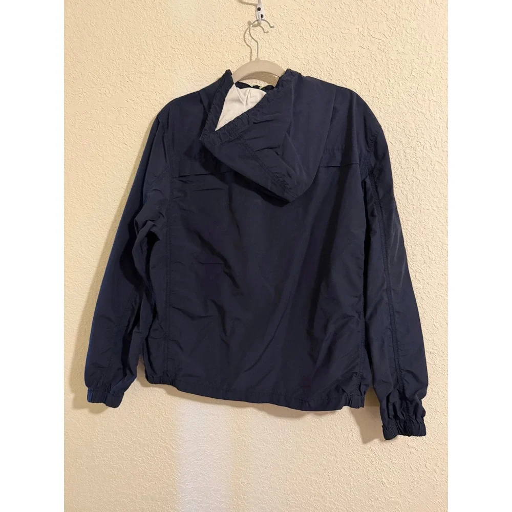 J. Crew Mens XL‎ Navy Blue Hooded Windbreaker Full Zip Cotton Nylon Jacket